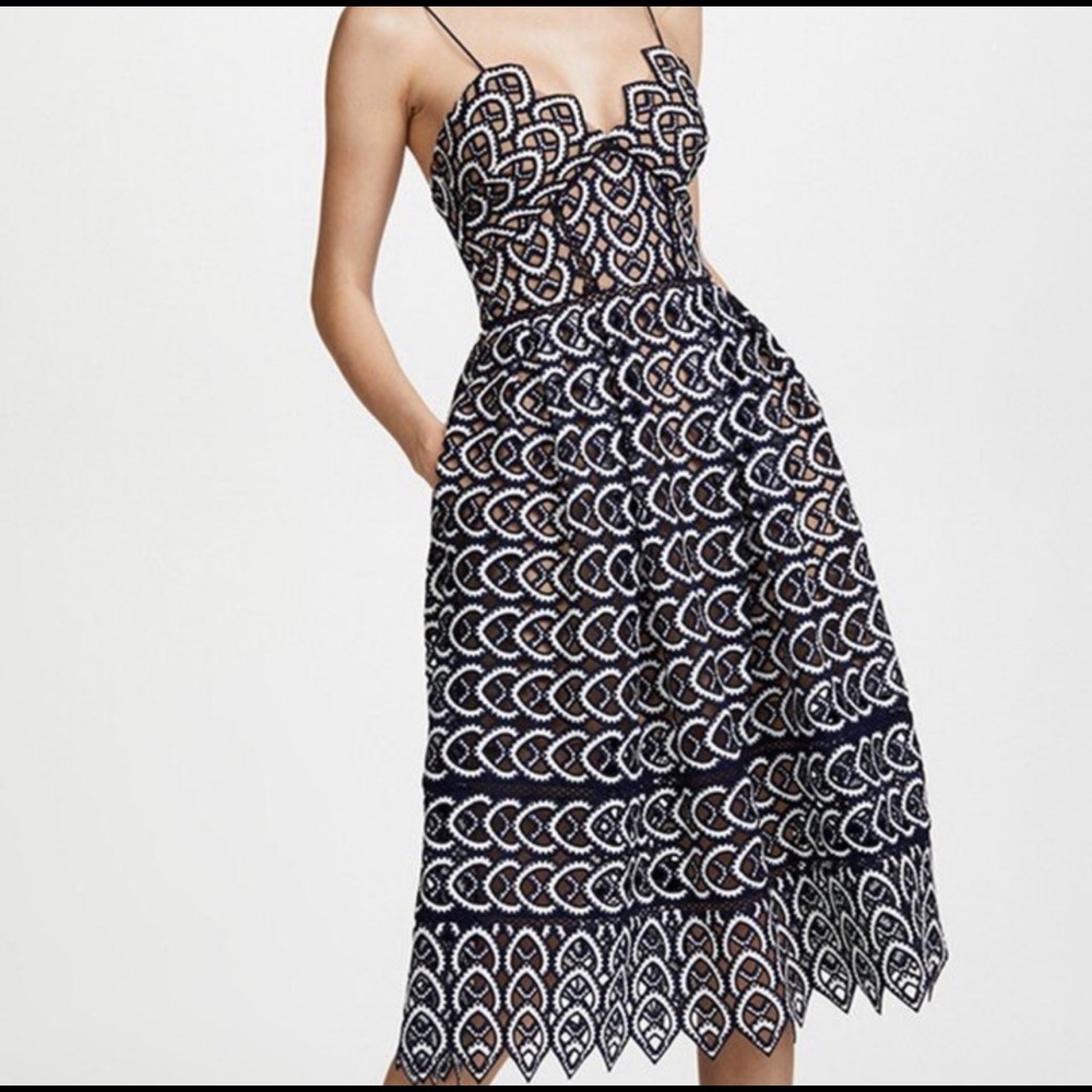 Gianni Bono scallop hem navy dress!
